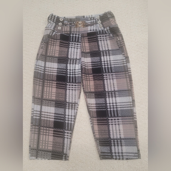 Unbranded S Legging Capris Plaid Gold & Diamond Inspired Look Extreme Comfort - Picture 1 of 3